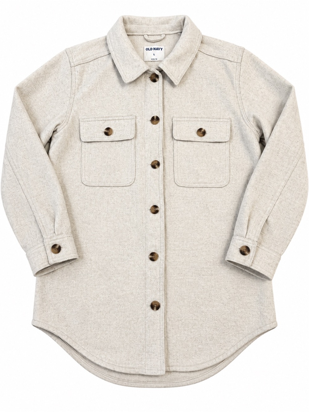 Old Navy Women’s Shacket Jacket Size Medium Cream Beige Wool Blend Oversized